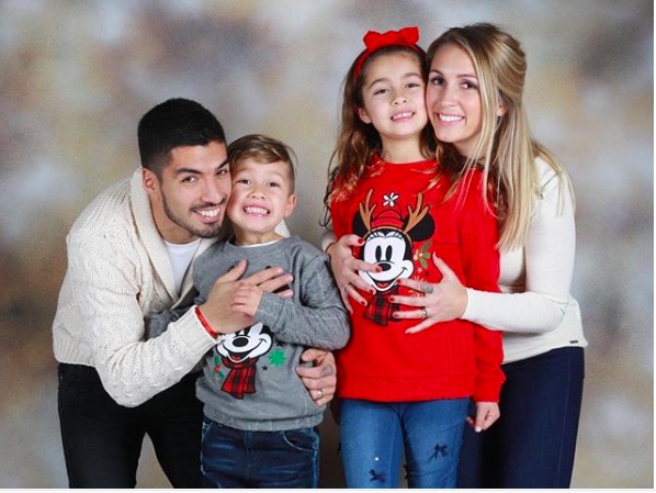 Suarez with his happy family