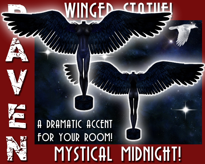 MYSTICAL MIDNIGHT WINGED STATUE png