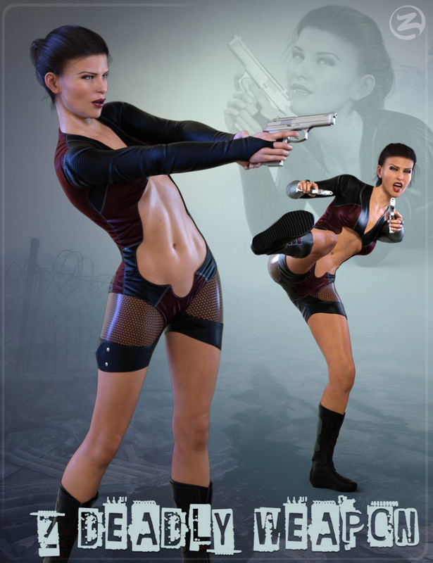 Z Deadly Weapon – Gun and Poses for Genesis 8 Female and Victoria 8