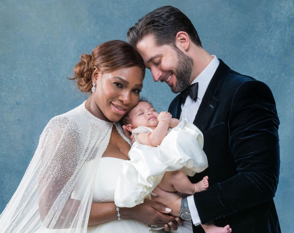 Serena with her husband and baby