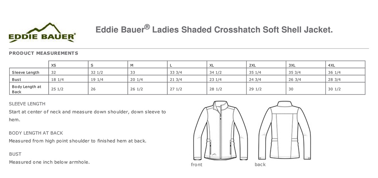 Eddie Bauer Full Zip Microfleece Jacket Size Chart