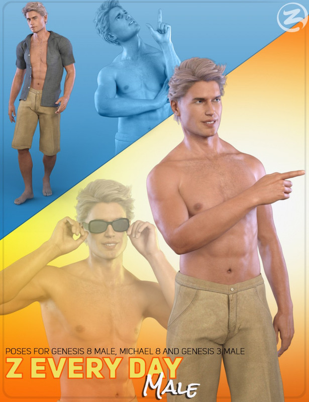 Z Everyday Male – Poses for Genesis 3 Male, Genesis 8 Male and Michael 8