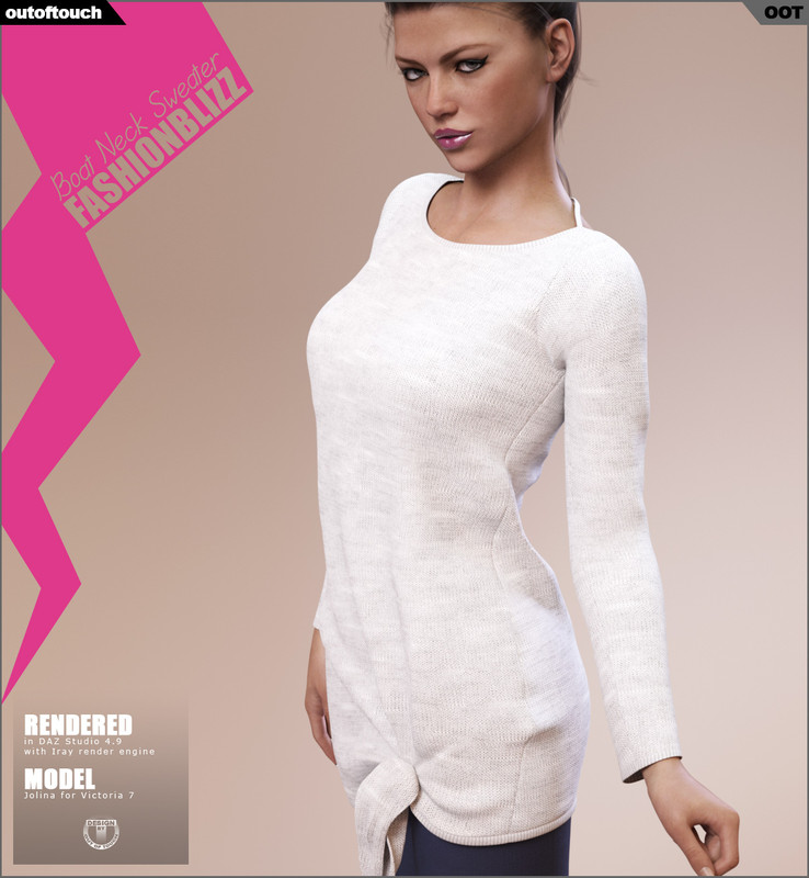 Fashion Blizz: Boat Neck Sweater for Genesis 3 Female(s)