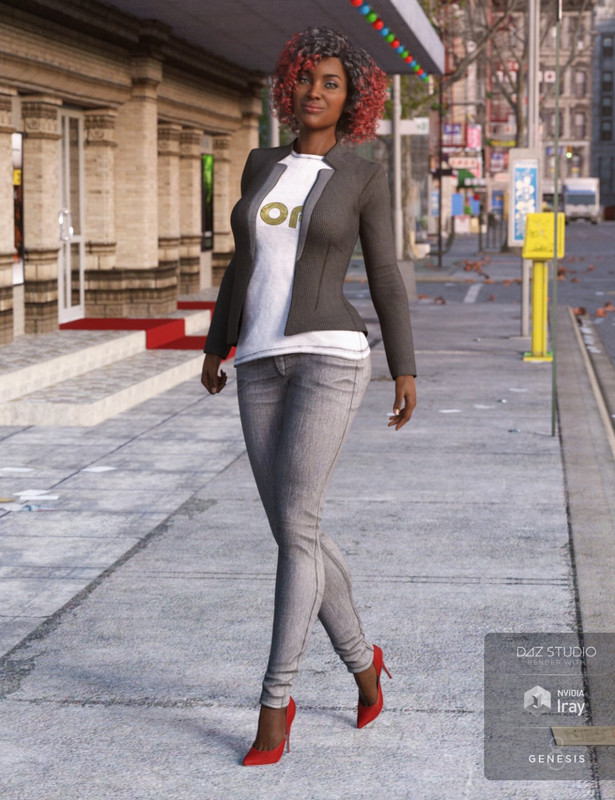 Blazer and Skinny Jeans Outfit for Genesis 8 Female(s)