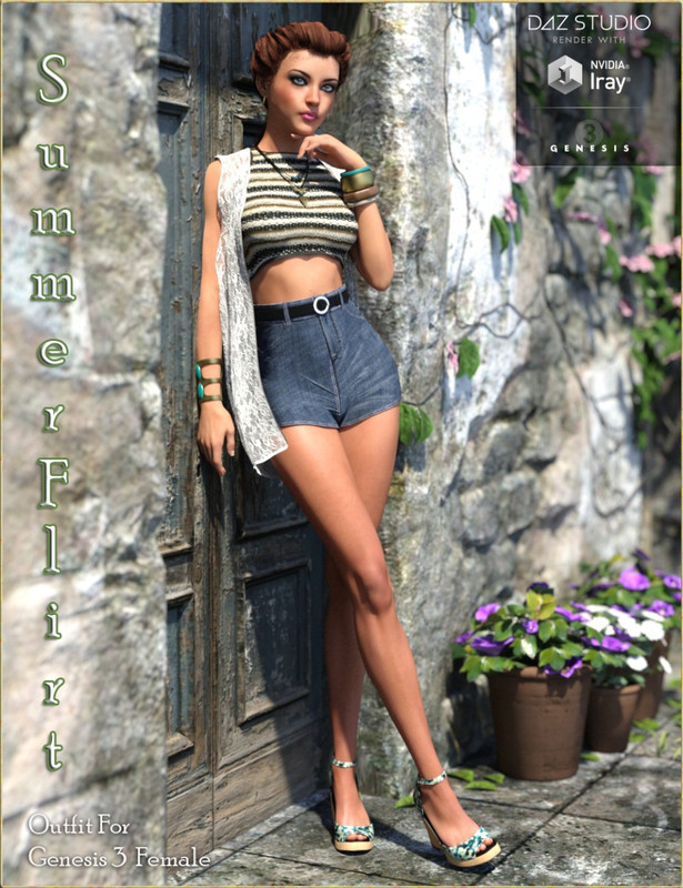 Summer Flirt Outfit for Genesis 3 Female(s)