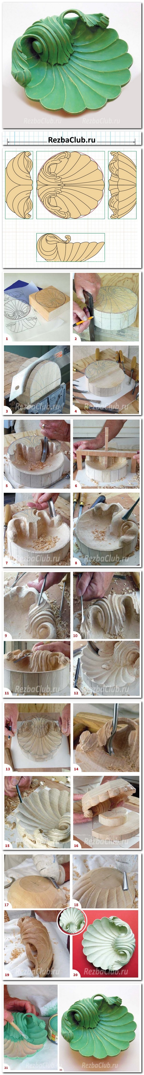 Инструкция как вырезается декоративная тарелка - ракушка