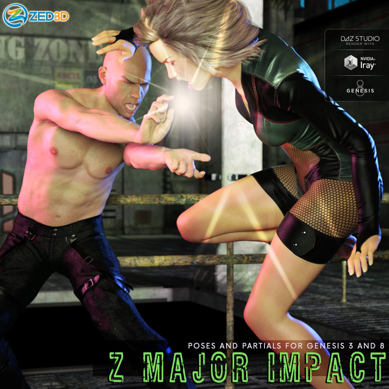 Z Major Impact – Poses for Genesis 3 and 8 Male and Female