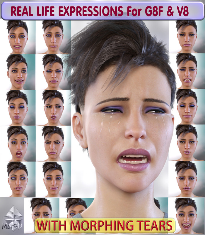 Real Life Expressions for G8F & V8 – With Morphing Tears