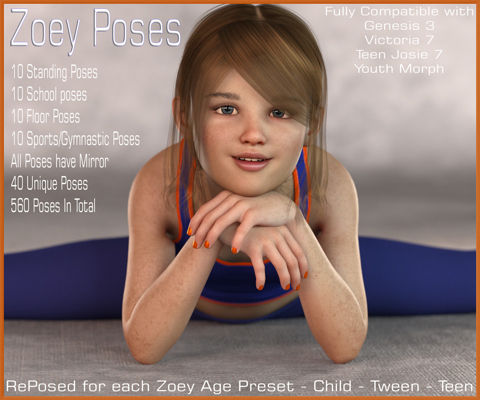 Zoey Poses for Genesis 3 Female