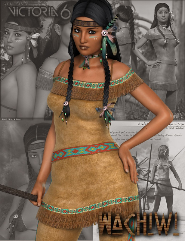 Wachiwi – Native American Character, Outfit, Hair and Poses Bundle