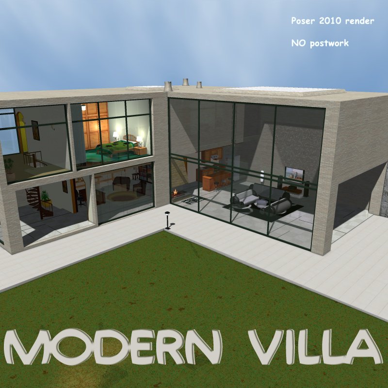 Renderosity 88908 greenpots Modern Villa