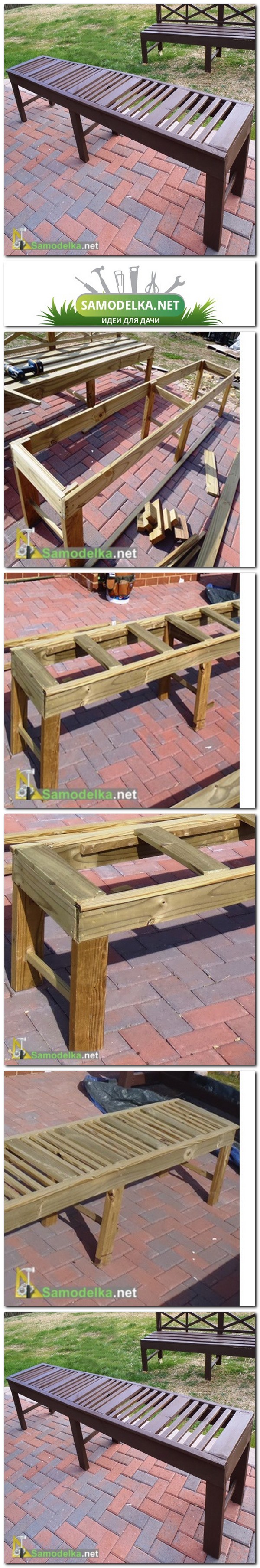 Как сделать вторую скамью к столу для сада покрытому плиткой