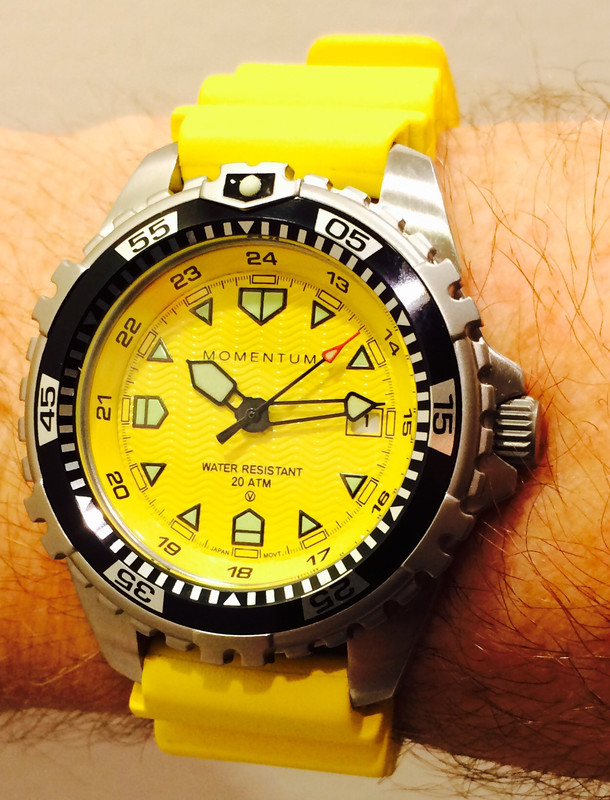 yellow face dive watch