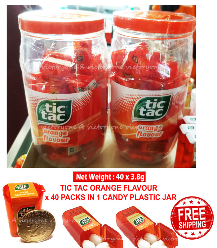 Tic Tac Mint Drops Candy Orange Flavour 3 8g X 40 Packs Plastic Jar Bottle New Ebay