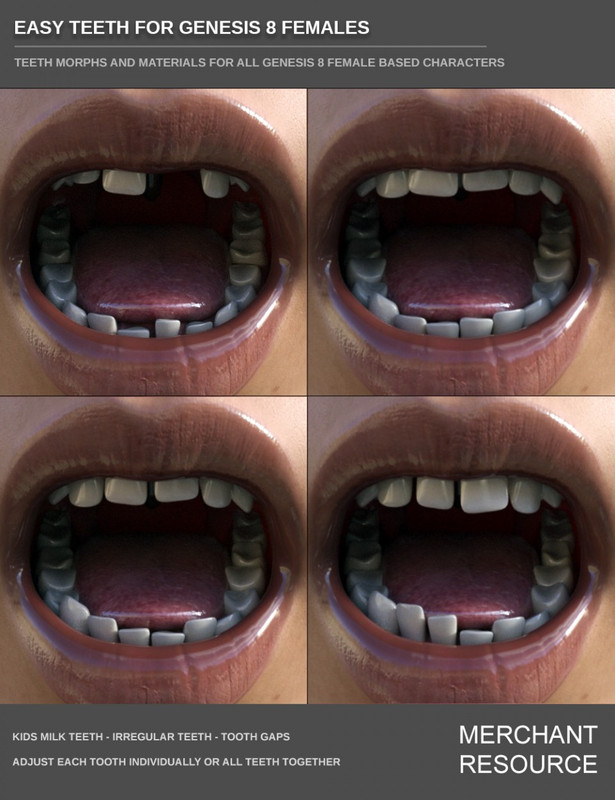 Easy Teeth for Genesis 8 Female(s) and Merchant Resource