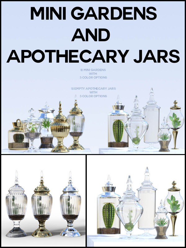 Mini Gardens and Apothecary Jars for Daz Studio