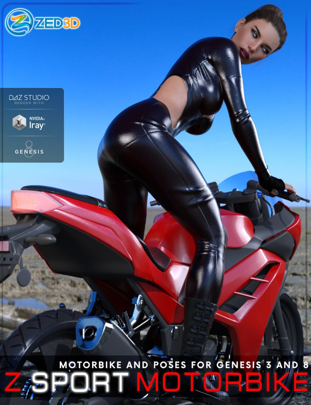 Z Sport Motorbike and Poses for Genesis 3 and 8