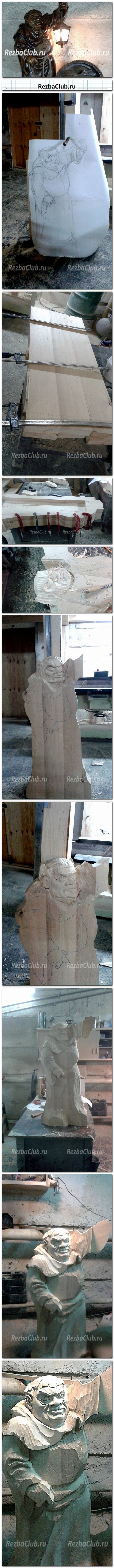 Инструкция 1 - Фигура Как вырезать из дерева мини бар в форме монаха с фонарем