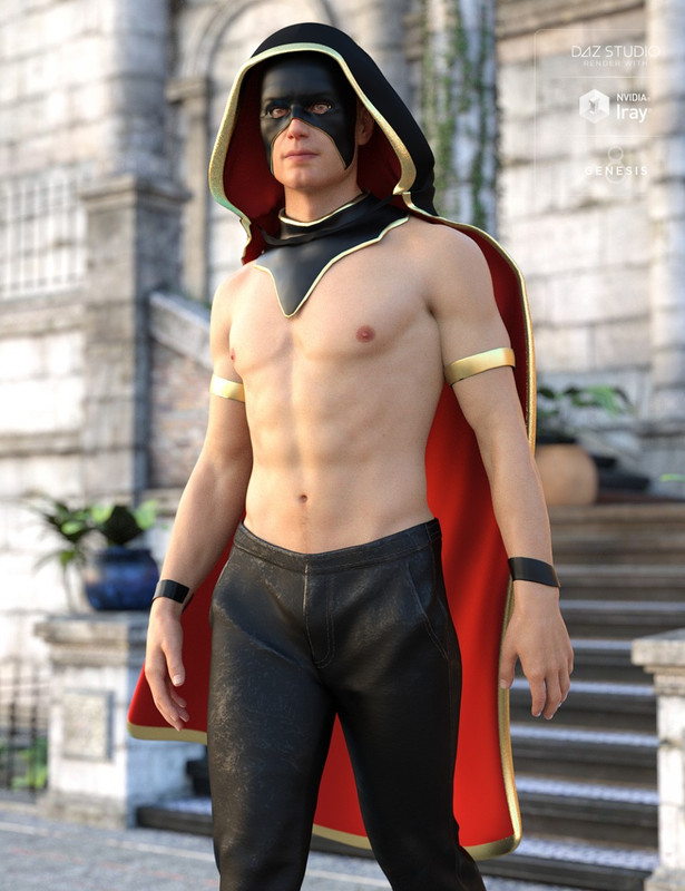 Fantasy Collar, Mask,and Cloak for Genesis 8 Male(s)