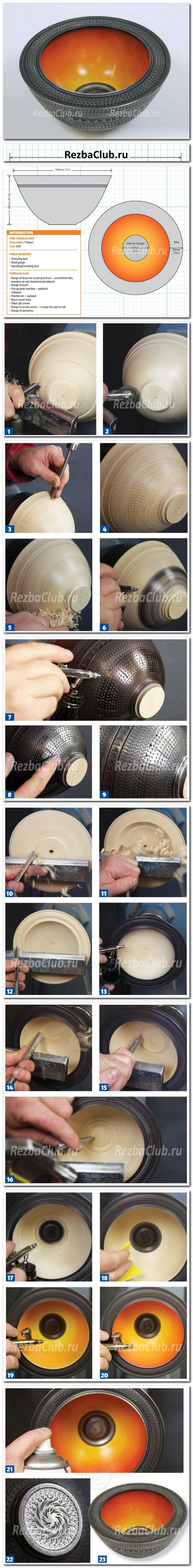 Инструкция как покрыть точеную чашу насечкой, резьбой и покрасить