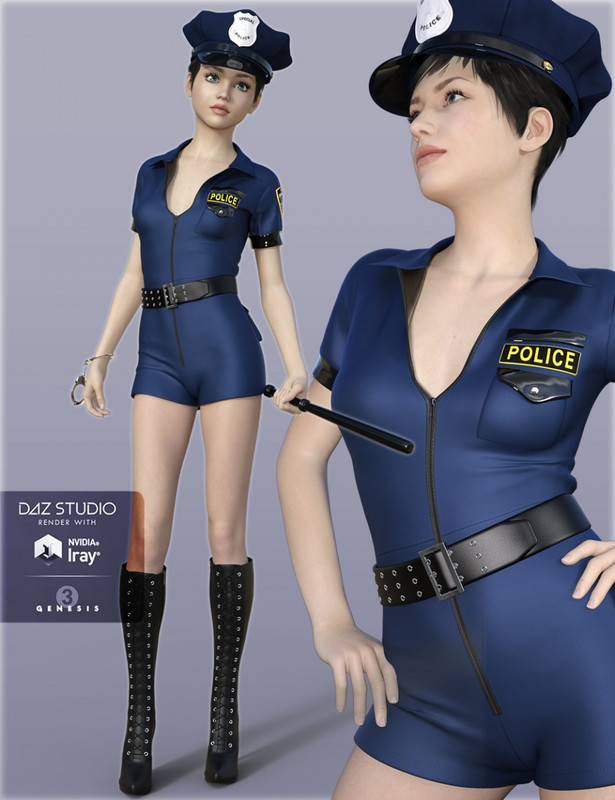 H&C Sexy Police Costume for Genesis 3 Female(s)