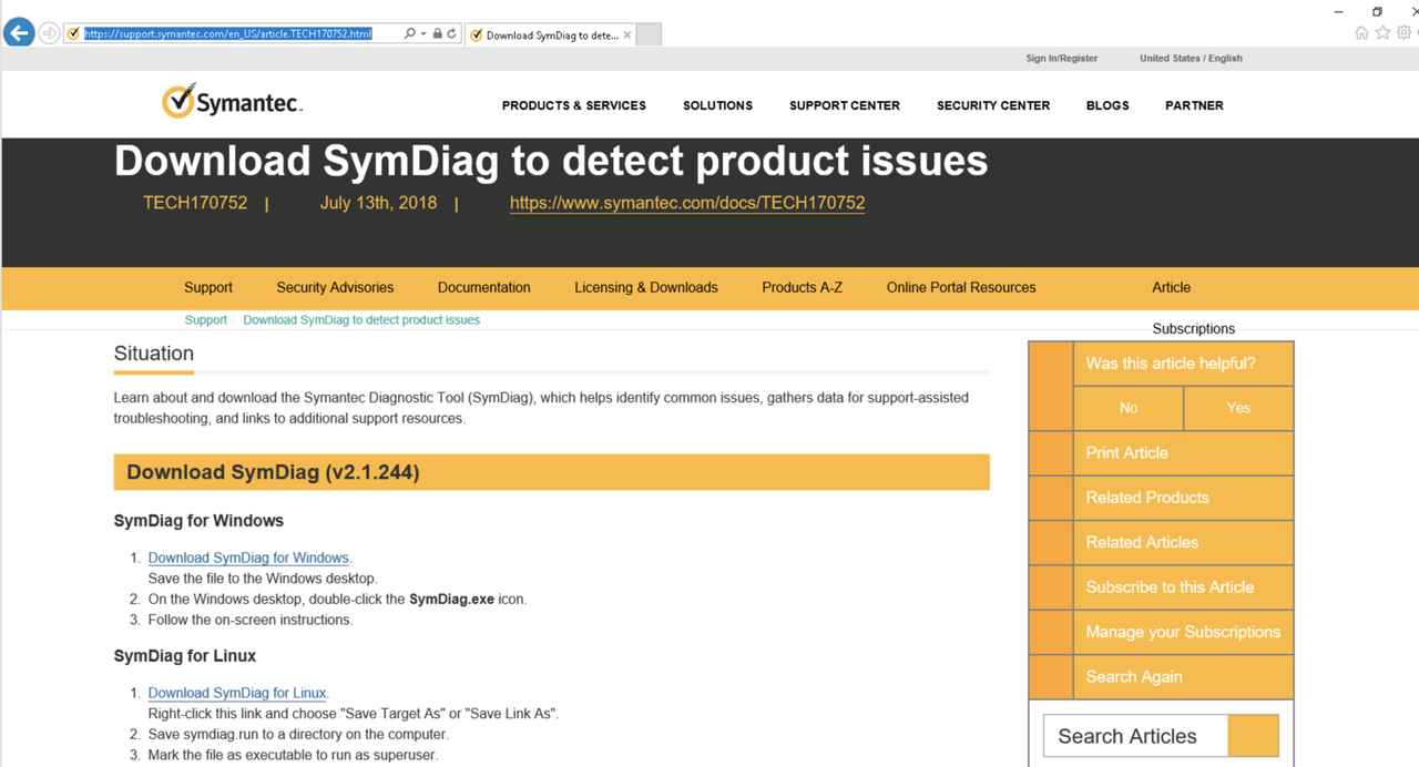 Symantec Diagnostic Tool - SymDiag Usage Guide