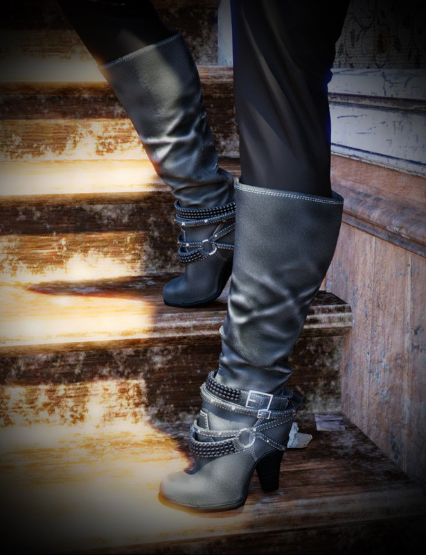 Diamond & Studs Boots for Genesis 3 Female(s)
