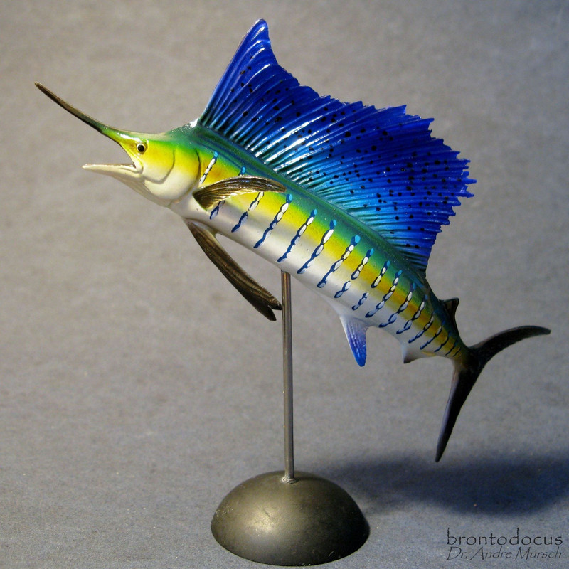 Kaiyodo Aquatales Blue Marlin Sailfish Sail Fish Figure w/ Bottle Cap Base 