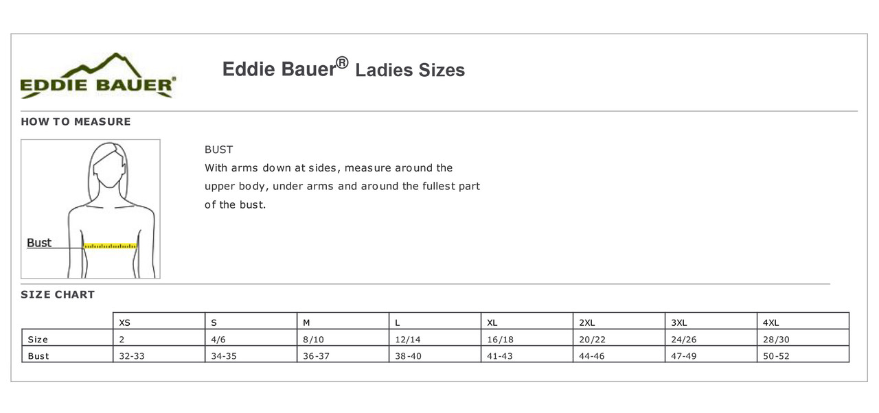 Eddie Bauer Womens Pants Size Chart
