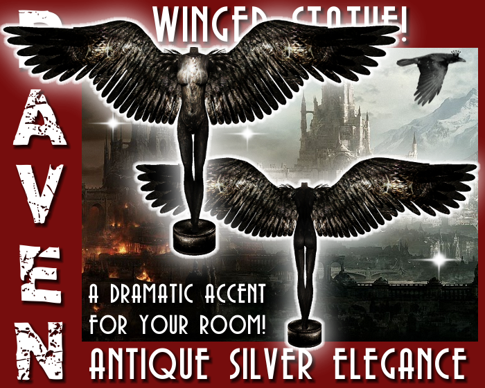 ANTIQUE WINGED STATUE AD png
