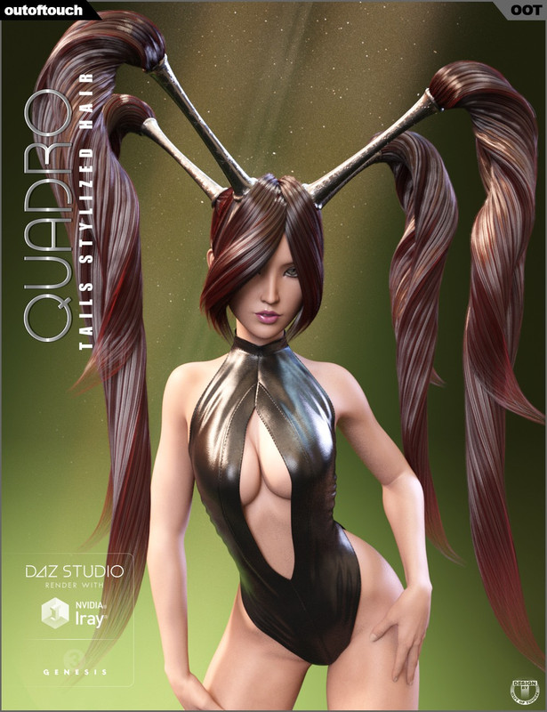 Quadro Tails Stylized Hair for Genesis 3 Female(s)