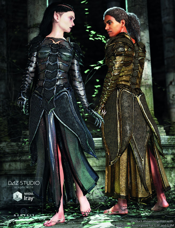Eagle-Guard Torso Armor and Kilt for Genesis 3 Female(s) and Male(s)