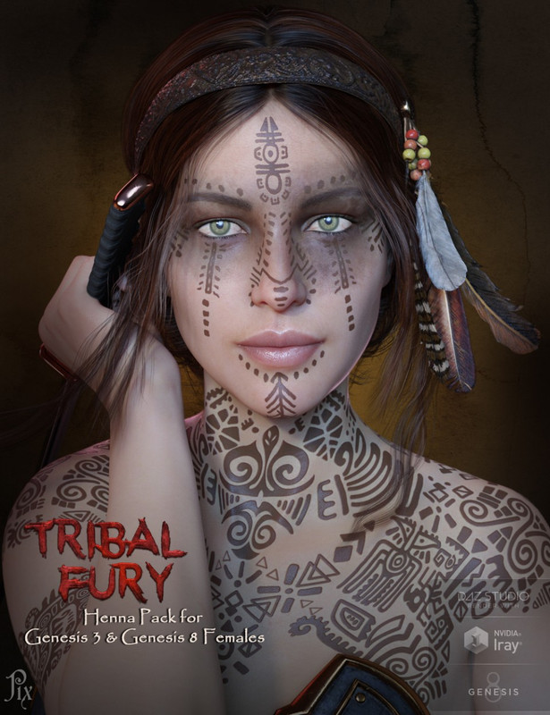 Tribal Fury Henna for Genesis 3 and 8 with Bonus Character